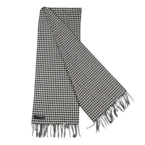Cashmink V. Fraas Scarf Womens One Size Houndstooth Black White Winter - Picture 1 of 6
